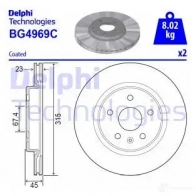 Тормозной диск DELPHI E8 LW7F 1424248558 BG4969C