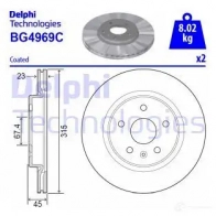 Тормозной диск DELPHI E8 LW7F Opel Insignia (B) 2 Универсал Кантри 2.0 4x4 (47) 260 л.с. 2017 – 2024 BG4969C