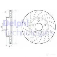 Тормозной диск DELPHI BG4657C YFK UE Mercedes B-Class (W246) 2 Хэтчбек e.l Electric Drive / B 250 e (2490) 88 л.с. 2014 – 2017 5012759533833