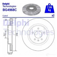 Тормозной диск DELPHI BG4968C Opel Insignia (B) 2 Универсал Спорт 1.5 35 165 л.с. 2017 – наст. время DN0L 70