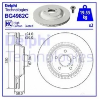 Тормозной диск DELPHI BG4982C Mercedes SL-Class (R230) 2 Кабриолет 5.5 55 AMG Kompressor (2374) 500 л.с. 2002 – 2012 6K BB1