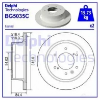 Тормозной диск DELPHI 1437960180 VZ 9YG BG5035C