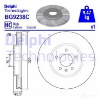 Тормозной диск DELPHI 1424248574 BG9238C R UNCN