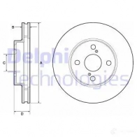 Тормозной диск DELPHI 5012759971246 BG3734C 4 4W4GQ Toyota Prius (XW10) 1 1997 – 2001