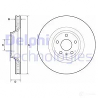 Тормозной диск DELPHI Audi 5012759360743 4JM9 RB4 BG9955