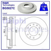 Тормозной диск DELPHI 49IN I1 BG5027C Hyundai H350 (M) 1 Фургон 2.5 CRDI 170 л.с. 2015 – 2024