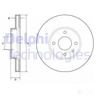 Тормозной диск DELPHI BG4951C Opel Karl 0 6GJ1K