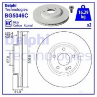 Тормозной диск DELPHI 5 J377 1437960474 BG5046C