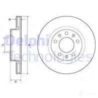 Тормозной диск DELPHI W BFGT 5012759536520 BG4700C Peugeot 308 2 (T9, 4C) Хэтчбек 1.6 THP 163 163 л.с. 2014 – 2025