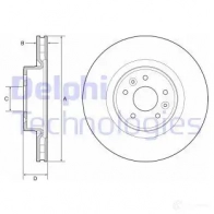 Тормозной диск DELPHI 2V5 P4 Renault BG9232C