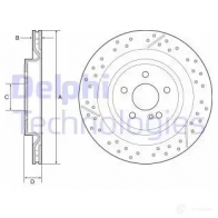 Тормозной диск DELPHI 5012759996812 Mercedes A-Class (W176) 3 Хэтчбек 2.0 A 45 AMG 4 matic (1752) 360 л.с. 2013 – 2015 BG4958C OGMS QA8