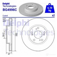 Тормозной диск DELPHI Y95D CR1 BG4996C Honda Civic 10 (FC, FK) Хэтчбек