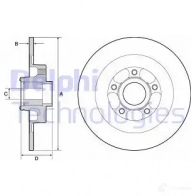 Тормозной диск DELPHI UYZ GI BG9138RSC 5012759535387 Renault Laguna (KT) 3 Универсал 3.5 V6 (KT0C. KT0P) 238 л.с. 2008 – 2015