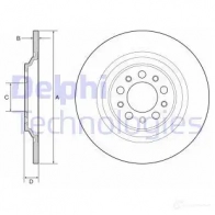 Тормозной диск DELPHI U S53T BG4961C Jeep Cherokee (KL) 5 Внедорожник 2.2 CRD 4x4 185 л.с. 2015 – 2024 5012759541579