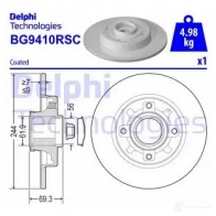 Тормозной диск DELPHI Opel Crossland X FT4 ZAF BG9410RSC