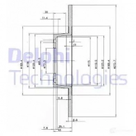 Тормозной диск DELPHI 5012759420140 933843 BG2015 O97 X93
