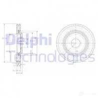 Тормозной диск DELPHI R6 UXF BG3620C 5012759529805 Opel Crossland X