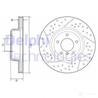 Тормозной диск DELPHI W0 J1G Bmw 3 (E90) 5 Седан 2.0 318 d 136 л.с. 2007 – 2010 BG9235C