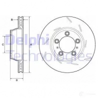 Тормозной диск DELPHI Porsche Panamera (970) 1 Хэтчбек 4.8 4S 400 л.с. 2009 – 2013 BG9165C CI0VNB F 5012759972663