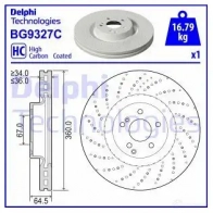 Тормозной диск DELPHI 2 EUW77W BG9327C 1437958197