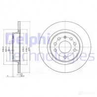 Тормозной диск DELPHI ODV XX1H BG3731 5012759285091 Saab 9-3 (YS3F) 2 Универсал 2.0 t 241 л.с. 2009 – 2015