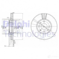 Тормозной диск DELPHI Opel Astra (G) 2 Хэтчбек 2.0 DTI 16V (F08. F48) 101 л.с. 1999 – 2005 LC5J2 B BG3404C 5012759529713