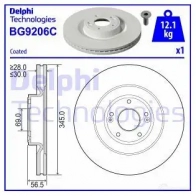 Тормозной диск DELPHI 5012759989555 O03 L1 BG9206C 1211321555