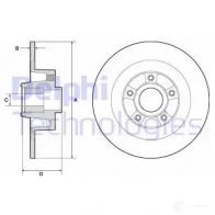 Тормозной диск DELPHI 5012759535288 Renault Laguna (DT) 3 Купе 1.5 dCi 110 л.с. 2012 – 2015 BG9135RS DI 6AHA