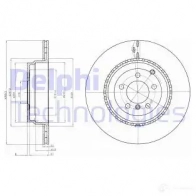 Тормозной диск DELPHI 5012759531167 W0S 2XBO BG9080C Land Rover Range Rover