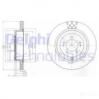 Тормозной диск DELPHI Mitsubishi Lancer 10 (CZ4A) Седан 2.0 EVO x (CZ4A) 280 л.с. 2007 – 2008 BG4204C MQ9Q 2CF 5012759530849