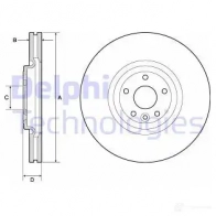 Тормозной диск DELPHI R7T1 X3 5012759972731 BG9167C Jaguar XE