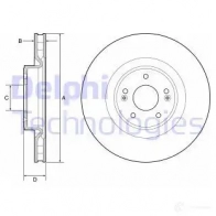 Тормозной диск DELPHI V YFQW BG9228C 5012759541524 1425062648