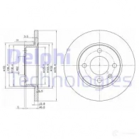 Тормозной диск DELPHI 5012759971055 BG2910C 934452 4 IUZ31N