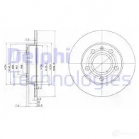 Тормозной диск DELPHI Audi A4 (B7) 3 2004 – 2008 BG2753 5012759923610 SHB SZ3Z
