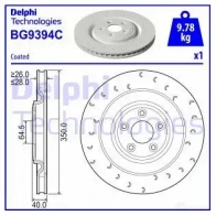 Тормозной диск DELPHI BG9394C YS WQ7L Jaguar XK (X150) 2 Купе 5.0 xKR 530 л.с. 2010 – 2014