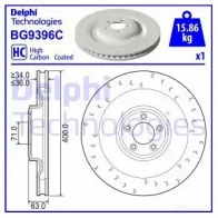 Тормозной диск DELPHI Jaguar XK (X150) 2 Купе 5.0 xKR 530 л.с. 2010 – 2014 BG9396C QBS4 W9