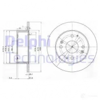 Тормозной диск DELPHI Honda Accord 6 (CK, CG, CH) Седан 1.6 LS (CG7) 107 л.с. 1998 – 2002 O9O QIM 5012759227732 BG3677