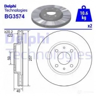 Тормозной диск DELPHI BG3574 934792 MH5 BC2H 5012759159521