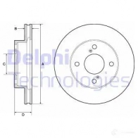 Тормозной диск DELPHI BG4810C 1211320323 NK9 TEBW 5012759984123