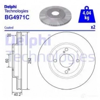 Тормозной диск DELPHI BG4971C 1424248560 P3I3 V1I