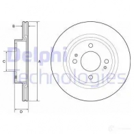 Тормозной диск DELPHI 2R3P2 M BG4830C 5012759541395 Mitsubishi Mirage