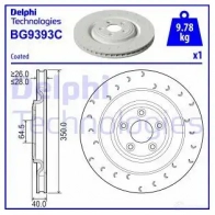 Тормозной диск DELPHI Jaguar XK (X150) 2 Купе 5.0 xKR 530 л.с. 2010 – 2014 BG9393C L9U9J R