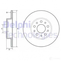 Тормозной диск DELPHI BG4655C 5012759533819 Fiat 500L RO3J KM