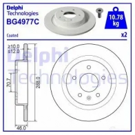 Тормозной диск DELPHI Opel Insignia (B) 2 Универсал Спорт 1.5 CDTi 122 л.с. 2020 – 2025 BG4977C QTL6 4