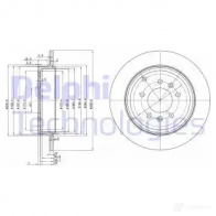 Тормозной диск DELPHI Peugeot 607 1 (9D, U) Седан 3.0 V6 24V 211 л.с. 2004 – 2011 1 NQC1E BG3684 5012759227800