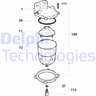Топливный фильтр DELPHI 5050100042504 T Q6HXCZ 5864003 1423297051