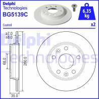 Тормозной диск DELPHI E38A8 09 Renault BG5139C