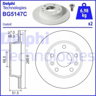 Тормозной диск DELPHI BG5147C 1440136410 9 O9G0