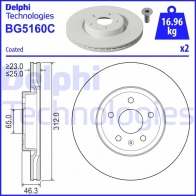Тормозной диск DELPHI BG5160C 83XOO JR 1440136419