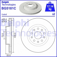 Тормозной диск DELPHI Jeep V7 1GLM5 BG5181C